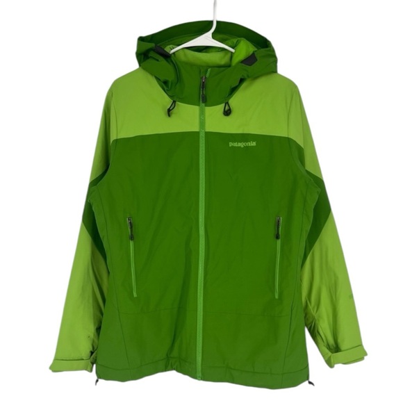Patagonia Winter Sun Green Colorful Outdoor Winter Hooded Insulated Coat Large - Picture 1 of 10